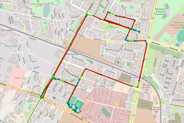 Trasa egzaminu na prawo jazdy - Warszawa Radarowa Okęcie